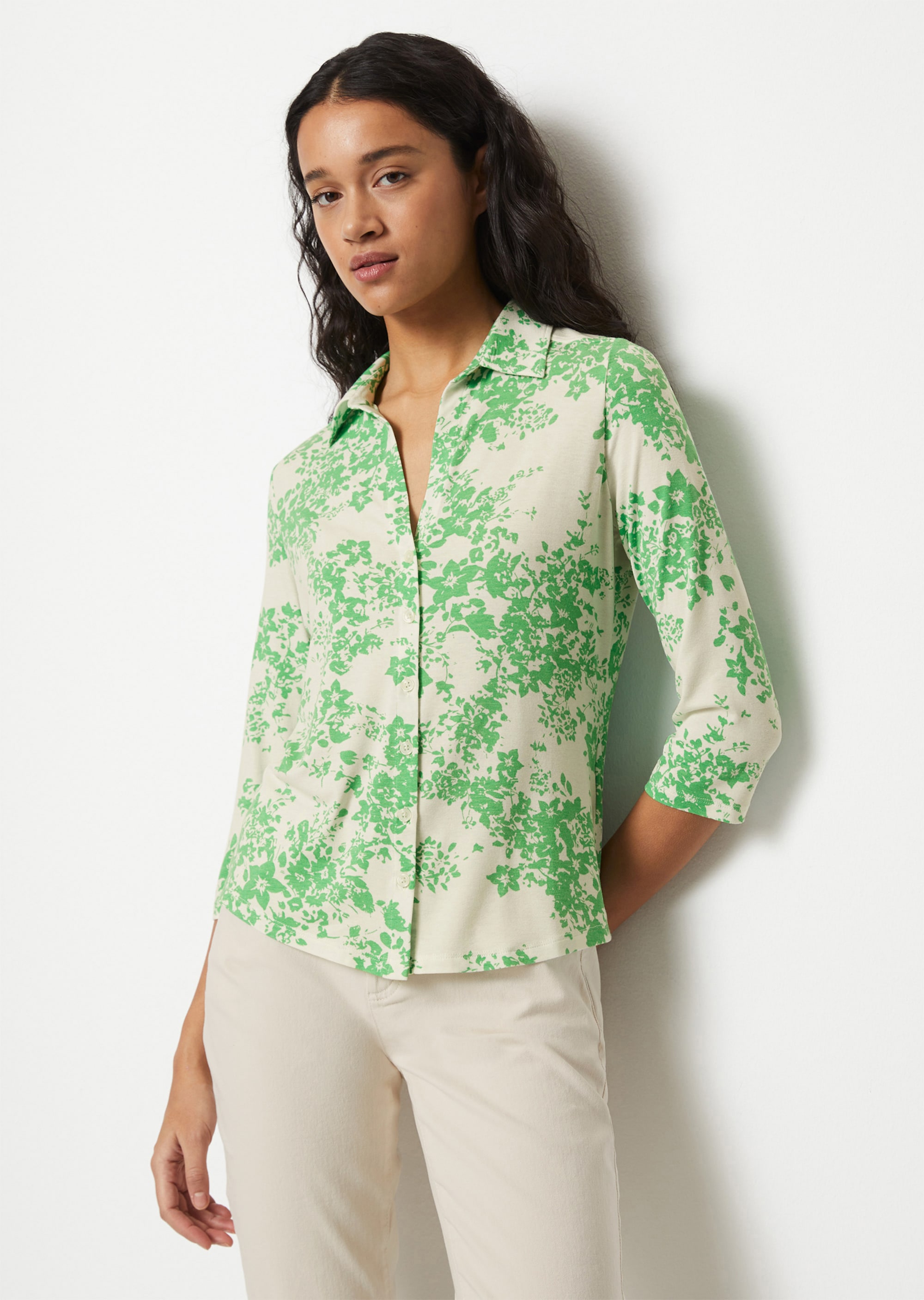 Jersey-Print-Bluse regular aus LENZING™ ECOVERO™ - grün | Blusen | MARC  O\'POLO