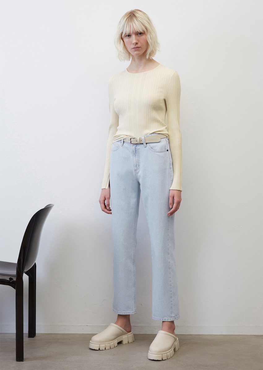achtergrond Beg telegram Jeans model LINDE straight high waist cropped van een mix van organic  cotton en lyocell - blauw | Straight Fit | MARC O'POLO