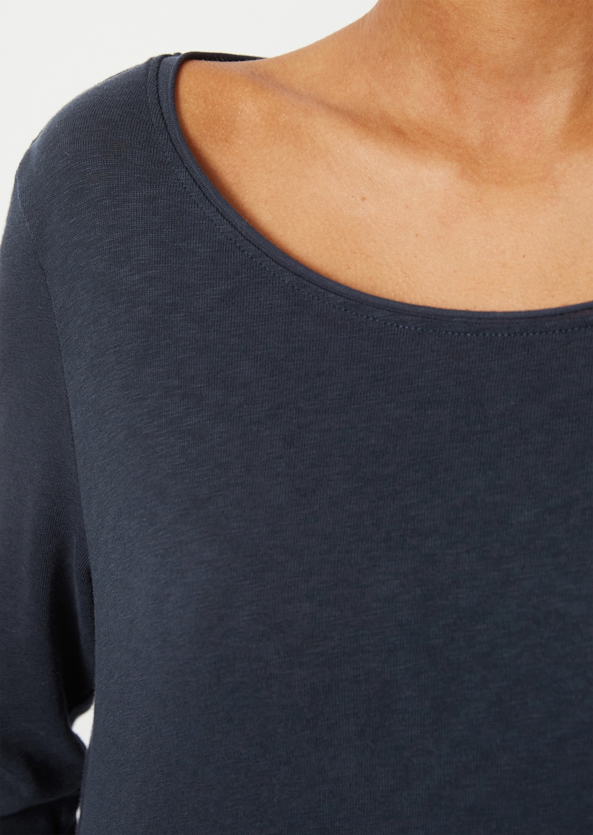 Long-sleeve top made of organic MARC blue cotton - Women O\'POLO | 