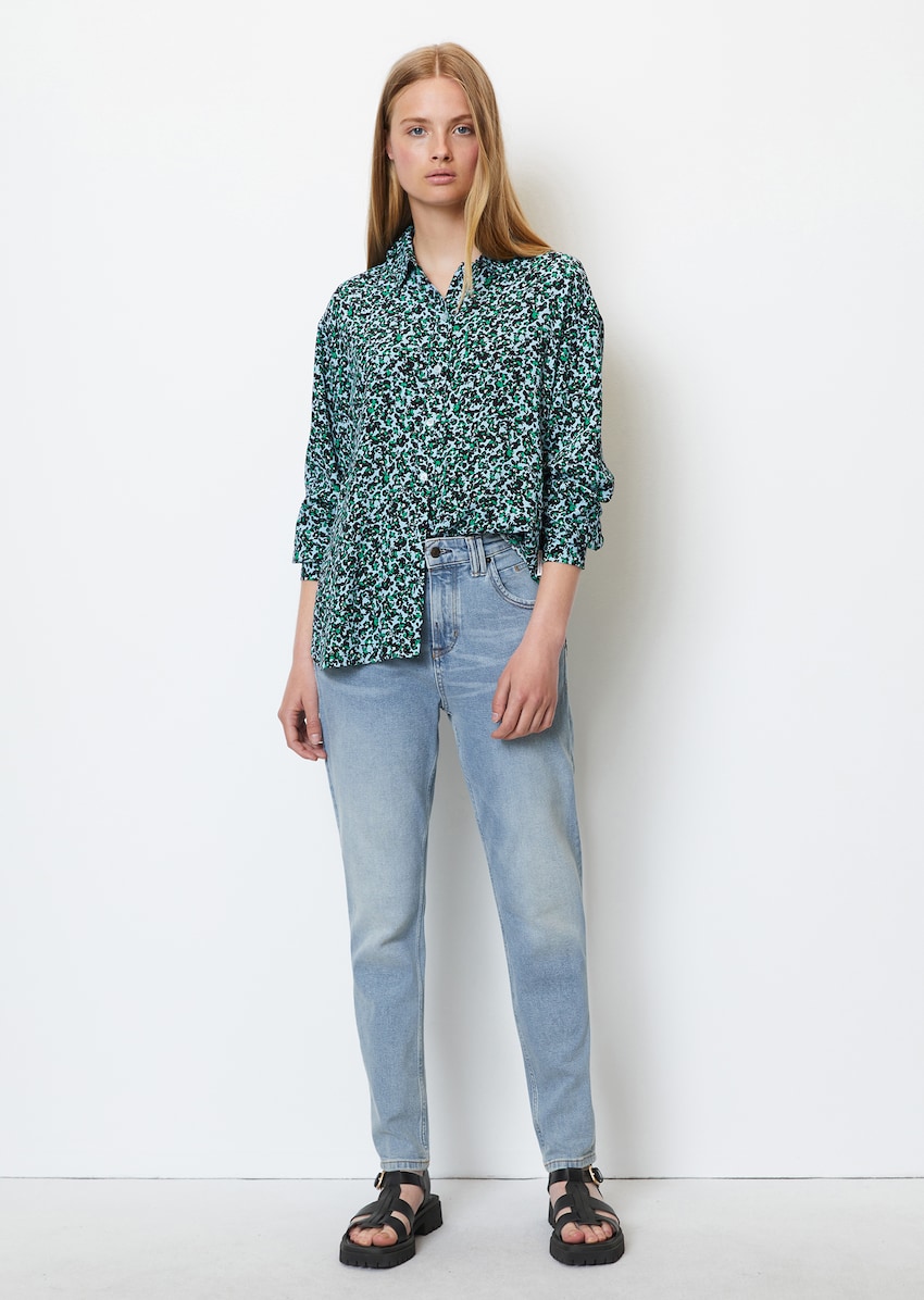 Patterned long sleeve blouse in a loose fit made of ECOVERO™ by LENZING™ -  blue | Blouses | MARC O\'POLO