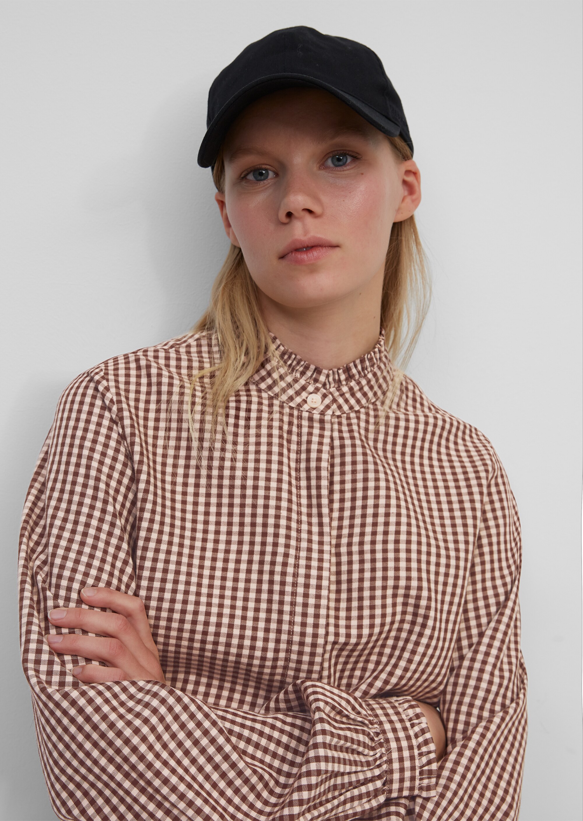 Marc O\u2019Polo Checked Blouse white-pink check pattern casual look Fashion Blouses Checked Blouses Marc O’Polo 
