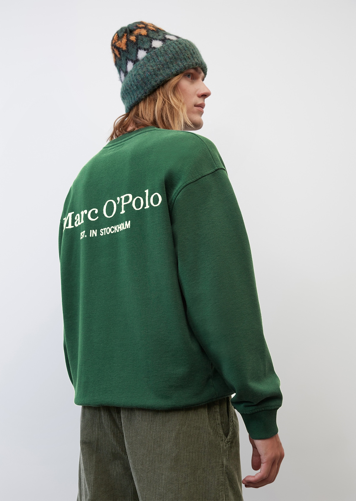 Logo-Rundhals-Sweatshirt aus O\'POLO Cotton-Qualität | grün Rundhalssweater Organic MARC | 