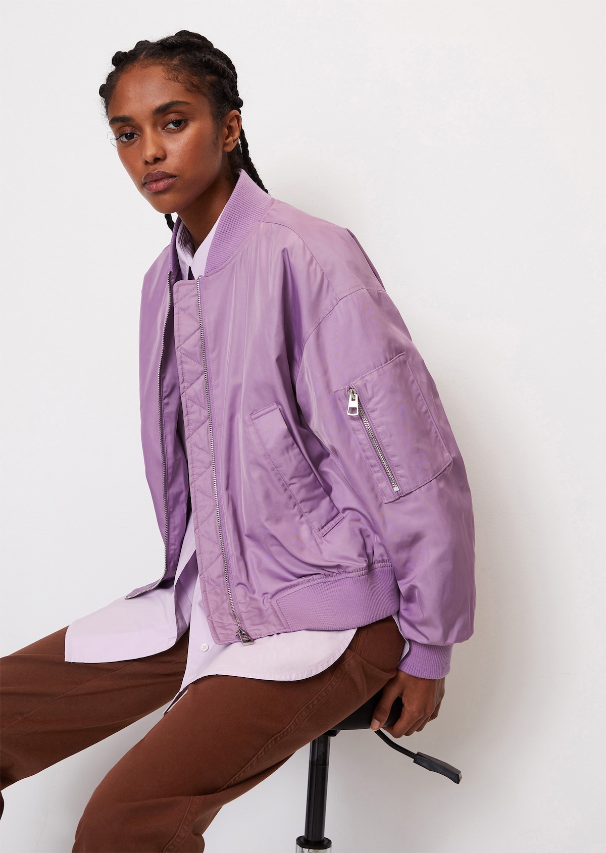 Aviator-style bomber jacket in a regular fit made from recycled polyester -  violet | Jackets | MARC O\'POLO