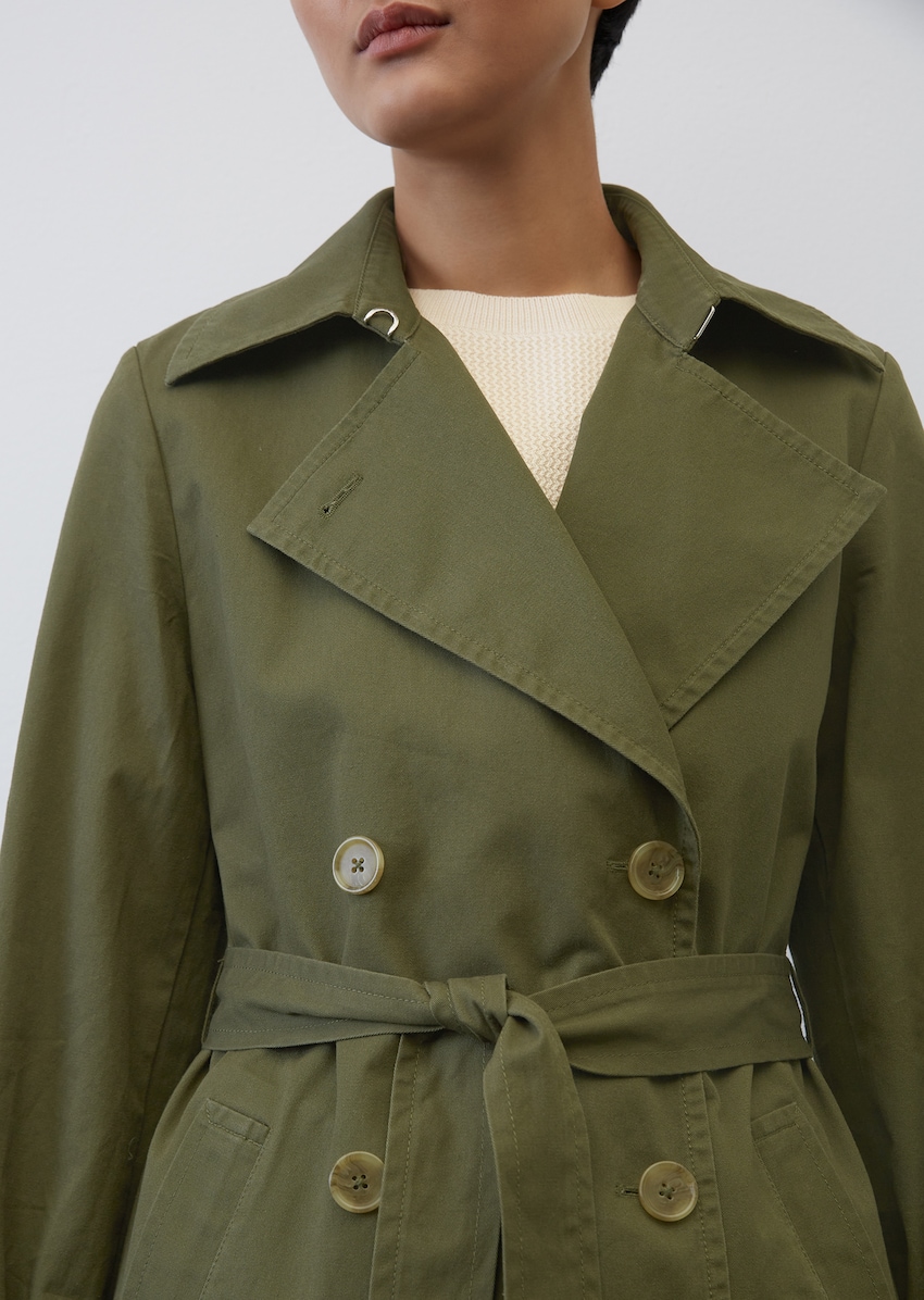 Knee-length trench coat made from organic cotton twill - green | Trench  Coats | MARC O\'POLO