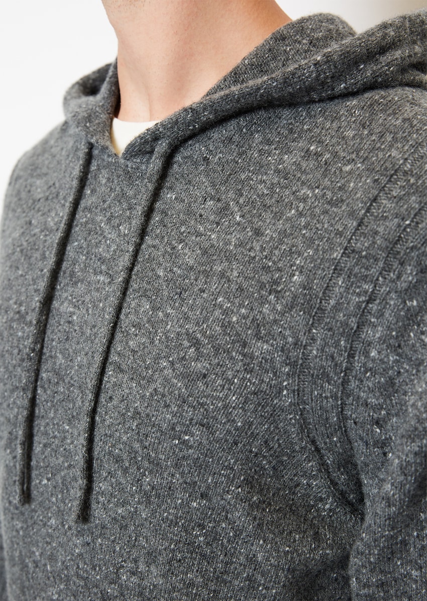 Pullover regular mit Kapuze grau - | | O\'POLO Strickpullover gesprenkeltem MARC Tweedgarn aus