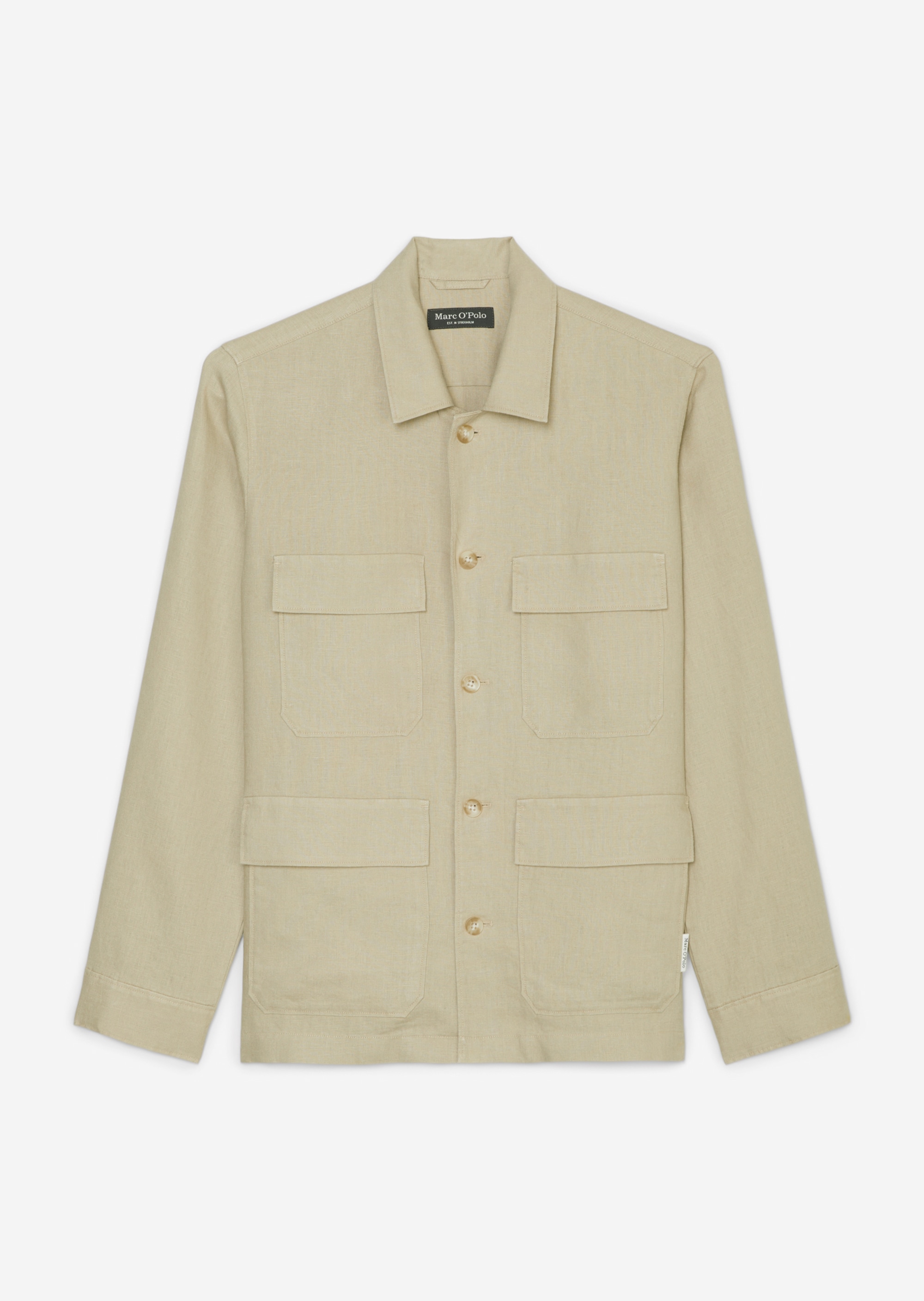 Linen overshirt in a blazer style - brown | Overshirts | MARC O'POLO