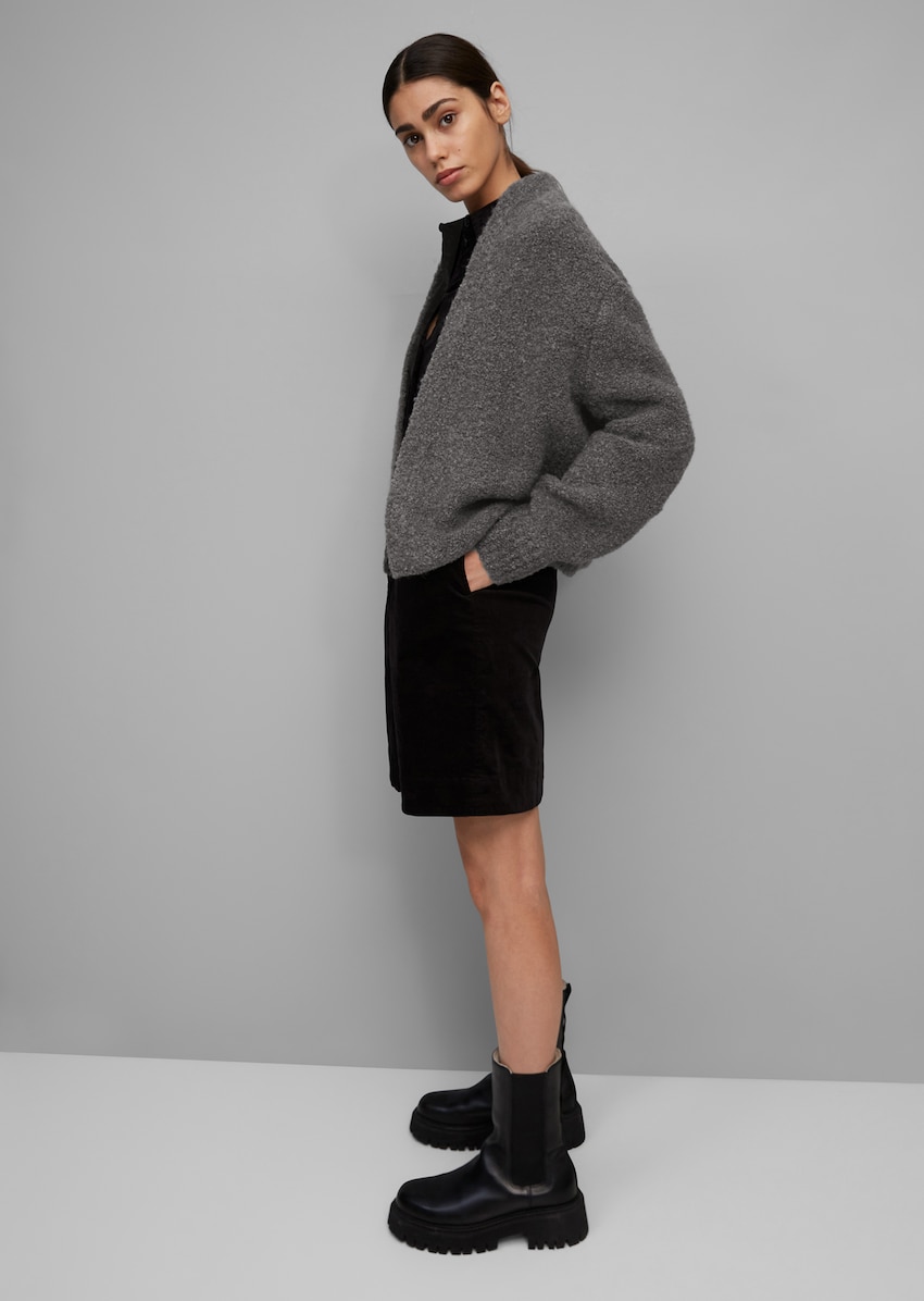 Bouclé cardigan in a refined blend of new wool and alpaca wool