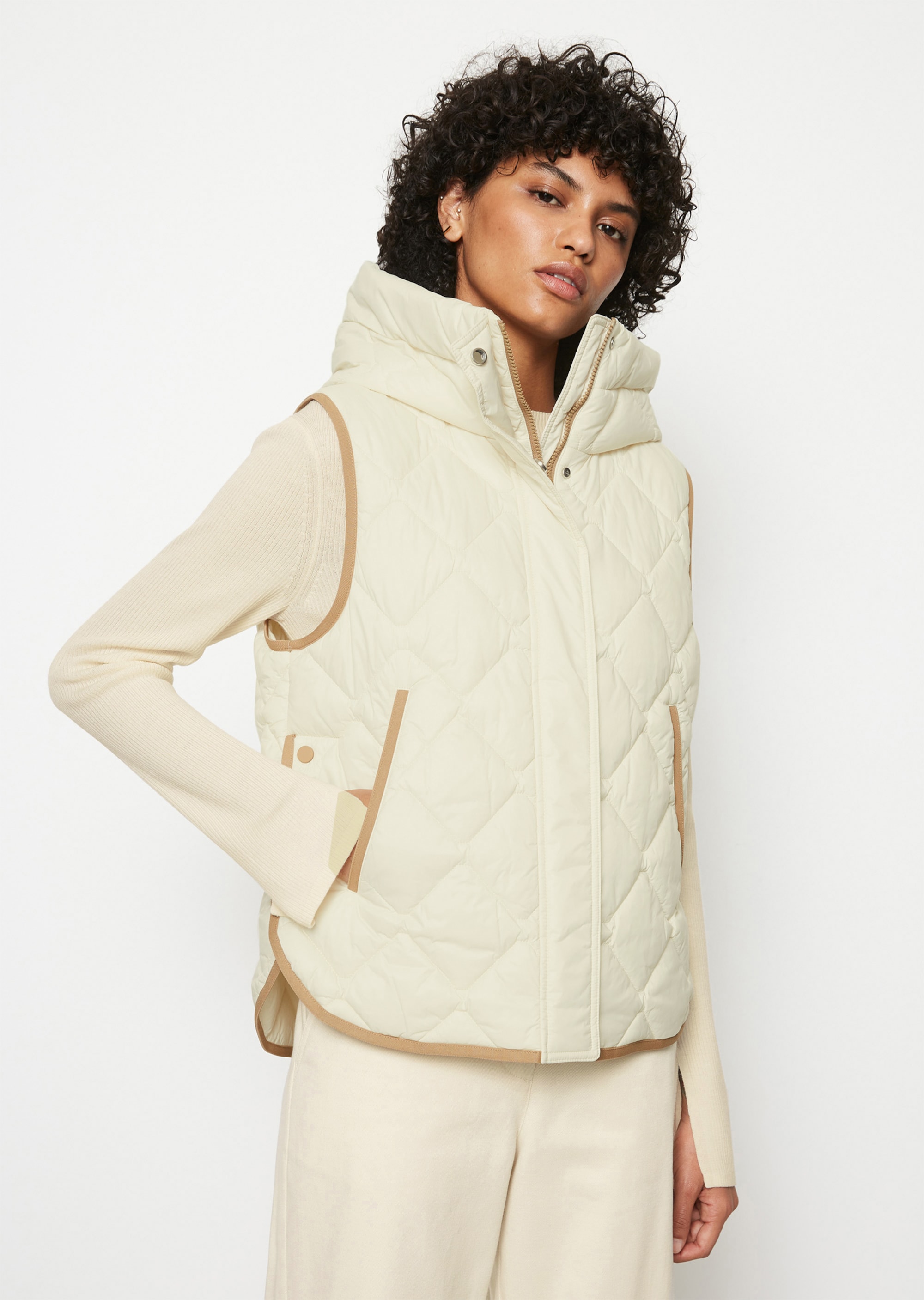 Lightweight hooded quilted vest materials from | Jackets recycled beige regular O\'POLO MARC | 
