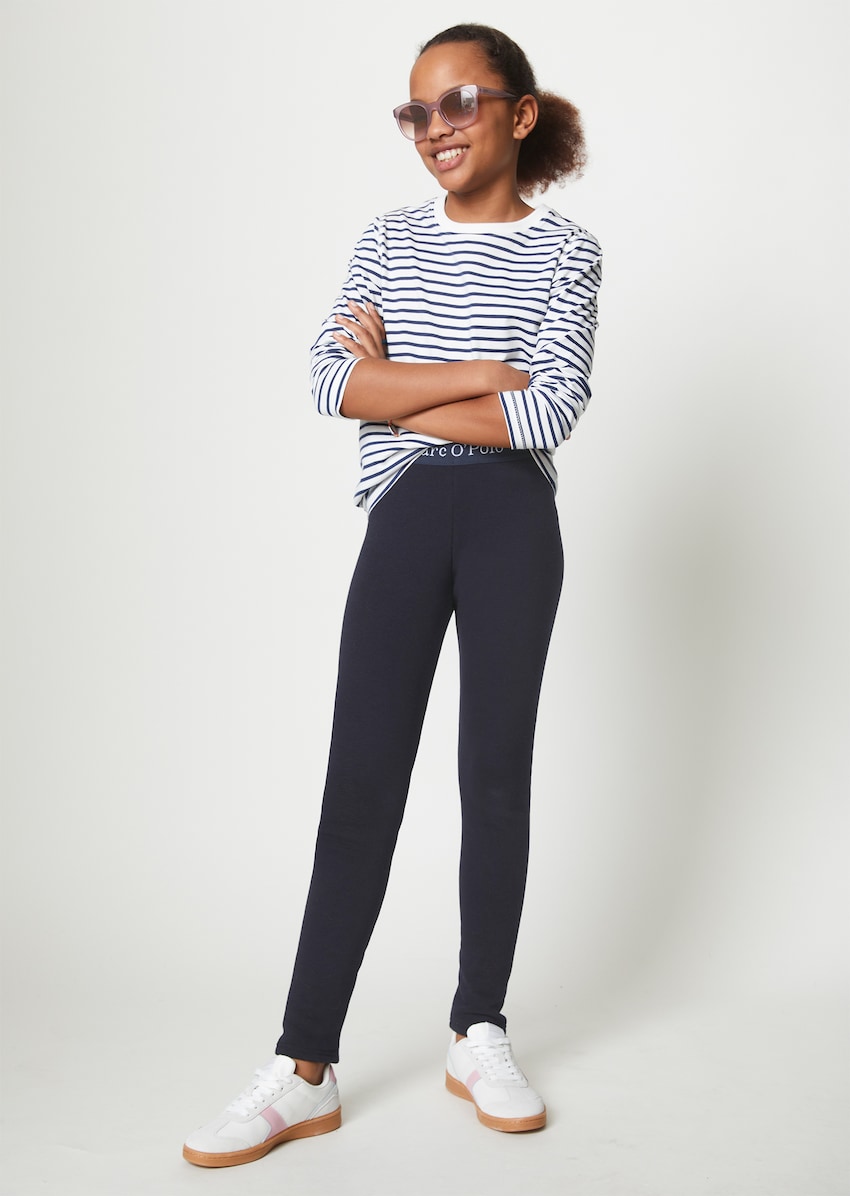 TEENS-GIRLS thermal leggings from warm cotton mix - blue, Trousers Jeans