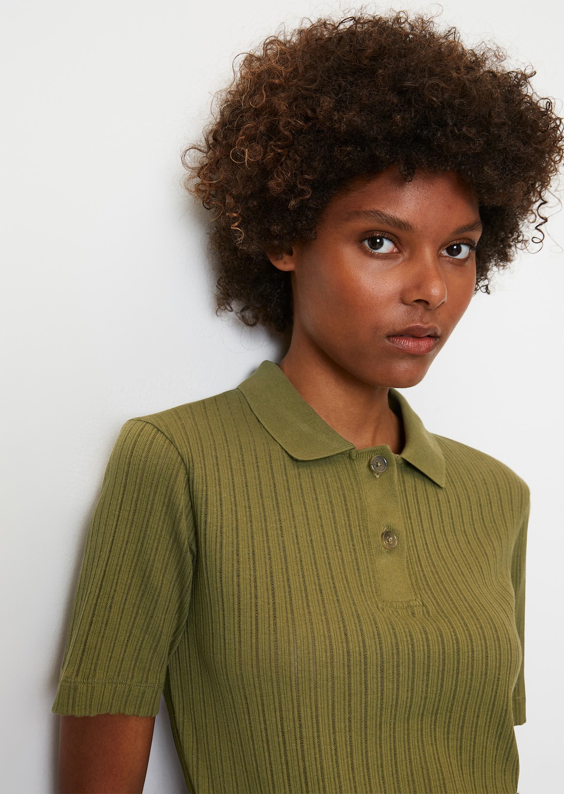 Pointelle-Jersey-Poloshirt aus reiner Bio-Baumwolle - grün | Kurzarm ...