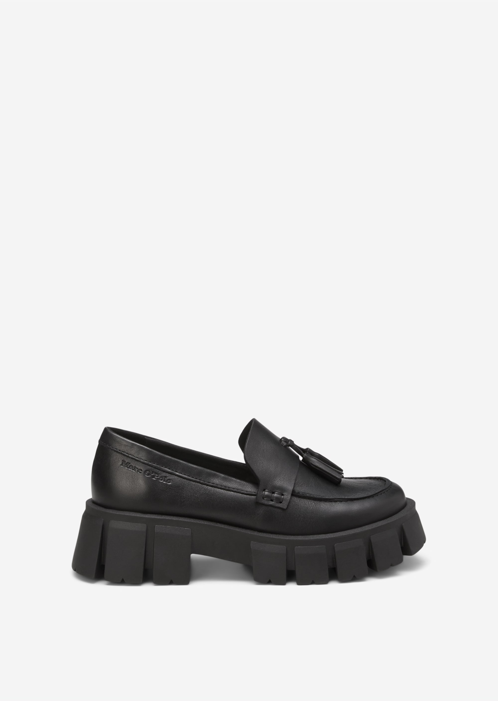Chunky loafers made of milled calfskin - black | Loafers | MARC O’POLO