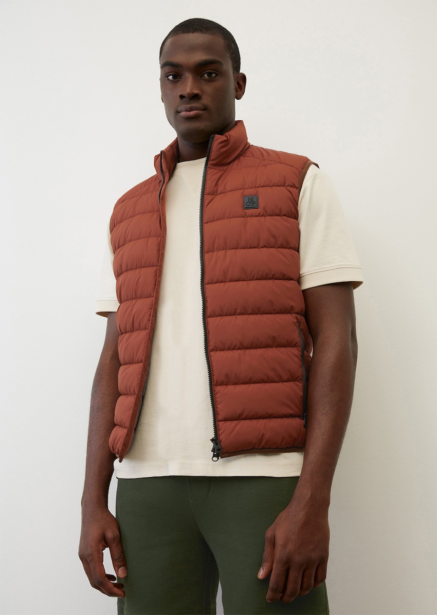 Quilted body warmer made of recycled fabric - orange | Vests | MARC O\'POLO