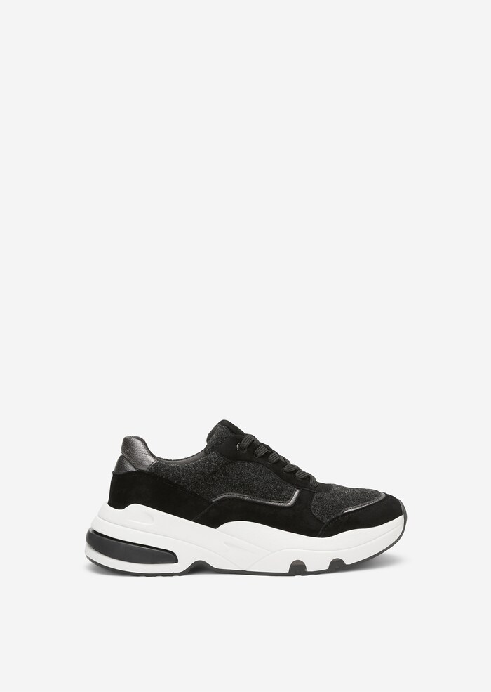 Bulky trainers in a soft mix of suede and wool - black | Sneakers ...