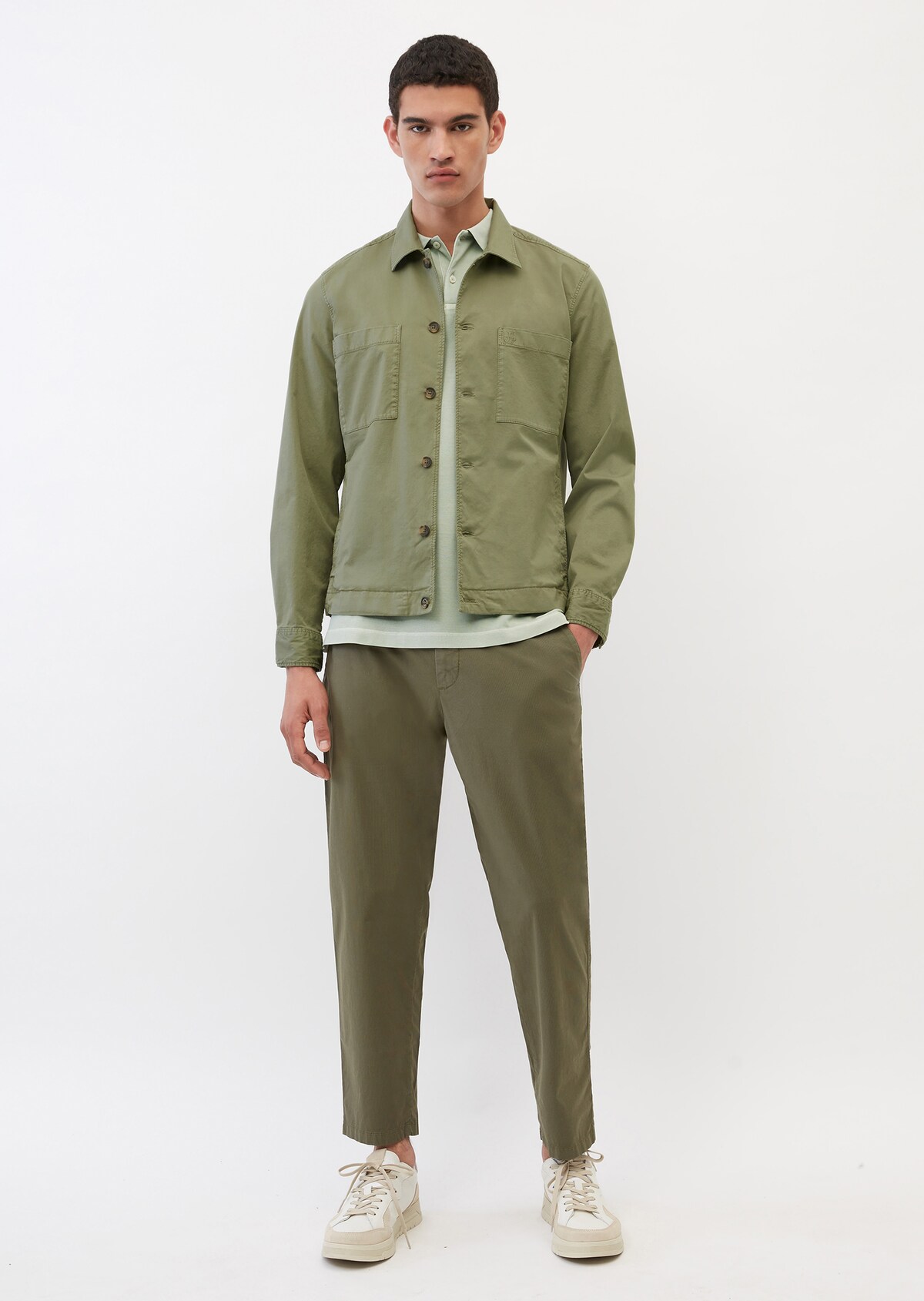 Overshirt in a jacket style made of stretch twill fabric - green ...