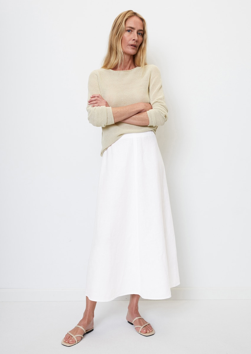 - | | MARC fabric of white linen Flared skirt Maxi-skirts summery O\'POLO Made