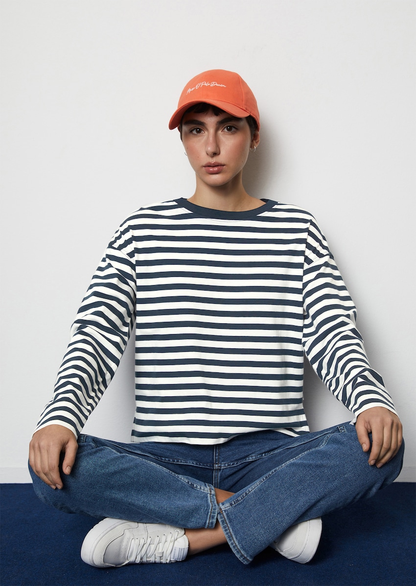Striped long sleeve top in a loose fit made of yarn-dyed organic cotton -  blue | Women | MARC O\'POLO