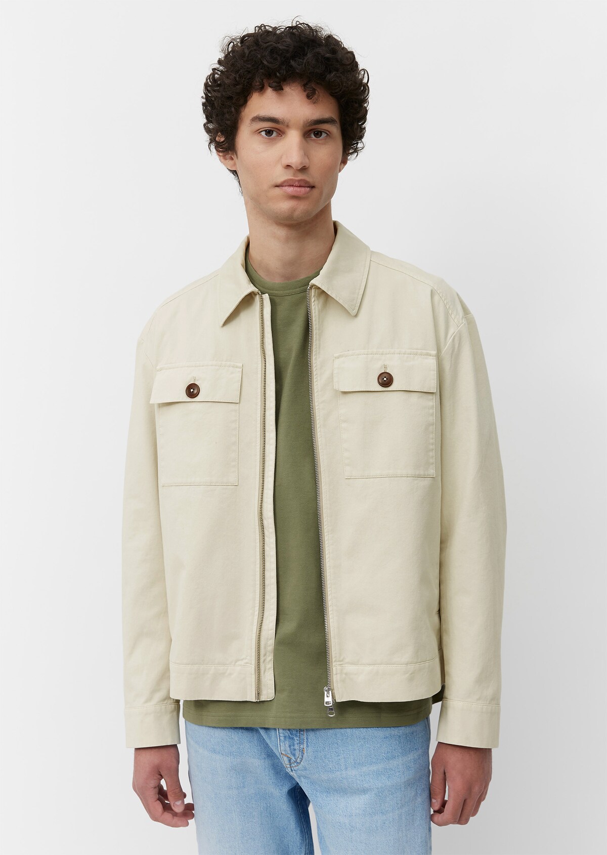 Oversized jacket in peached twill fabric - beige | Jackets | MARC O’POLO