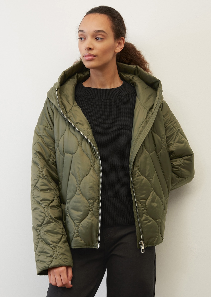 Bestuurbaar genie Ithaca Relaxed hooded quilted jacket in a cape style made of recycled ripstop  fabric - green | Light jackets | MARC O'POLO